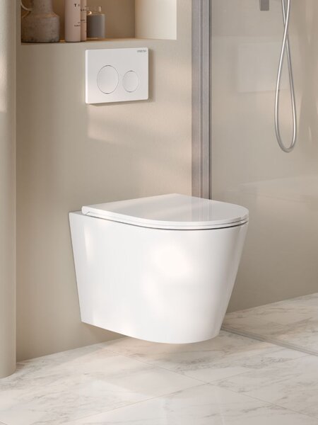 UPTrend Závěsný WC komplet bez příruby AMARO VORTEX TR2217R včetně Soft-Close sedátka, bílá lesk