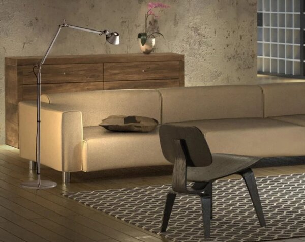 Artemide Designová stojací lampa Tolomeo Floor, 1xE27 Barva: Stříbrná
