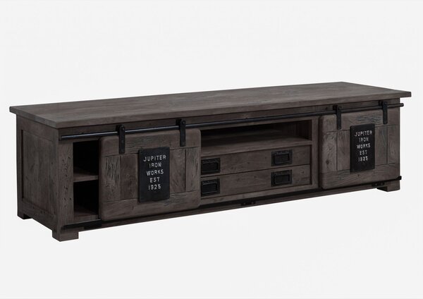IRON TV stolek 180x55x50 cm, šedá lakovaná, mango