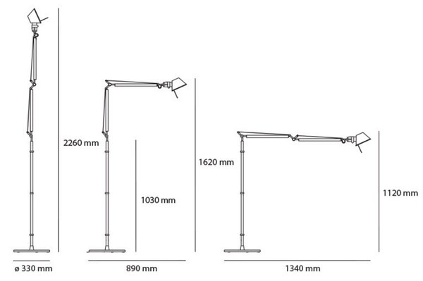 Artemide Designová stojací lampa Tolomeo Floor, 1xE27 Barva: Stříbrná
