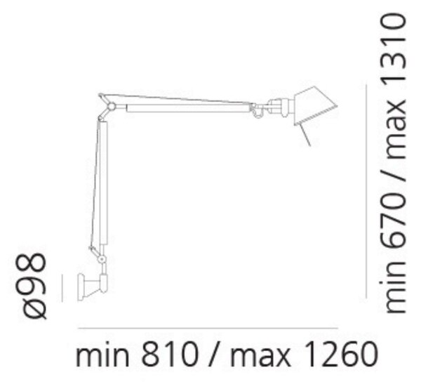 Artemide LED Designová nástěnná lampa Tolomeo Pure Integralis, 7W