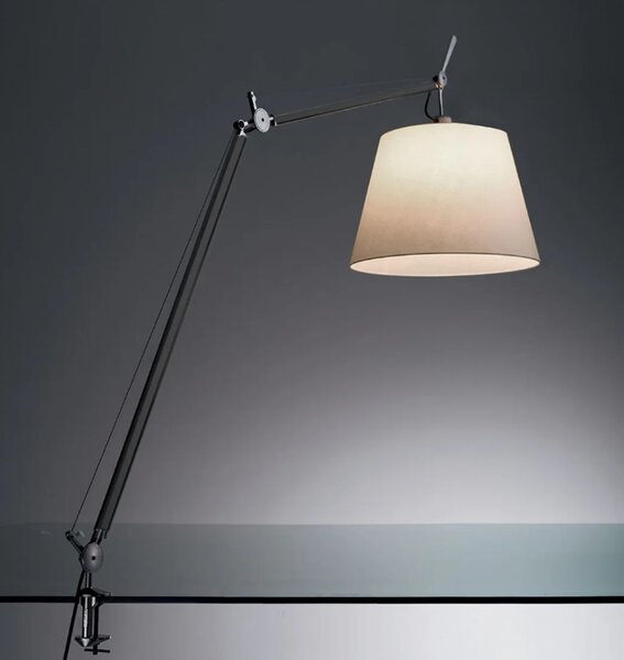 Artemide Designová stolní lampa Tolomeo Mega, 1xE27, černá, s vypínačem Základna: Klip, Materiál stínidla: Hedvábná saténová textilie, Průměr stínidla: 32 cm