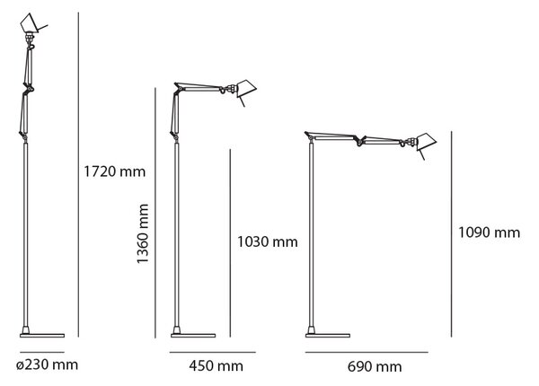 Artemide Designová stojací lampa Tolomeo Micro, 1xE14