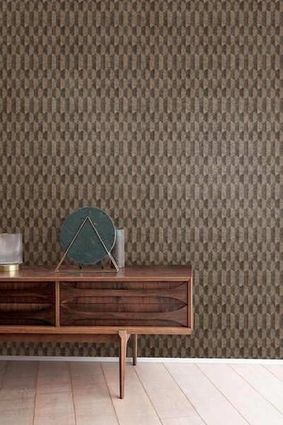 Vliesová tapeta na zeď, černo-zlatá, geometrická, ORB701, The Texture Book, Masureel