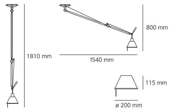 Artemide Designová stropní zavěšené svítidlo Tolomeo, 1xE27 Materiál stínidla: Hliník, Průměr stínidla: 20 cm