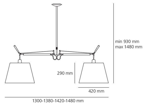 Artemide Designová závěsné svítidlo Tolomeo 2 Braci, 2xE27 Materiál stínidla: Pergamenový papír, Průměr stínidla: 24 cm