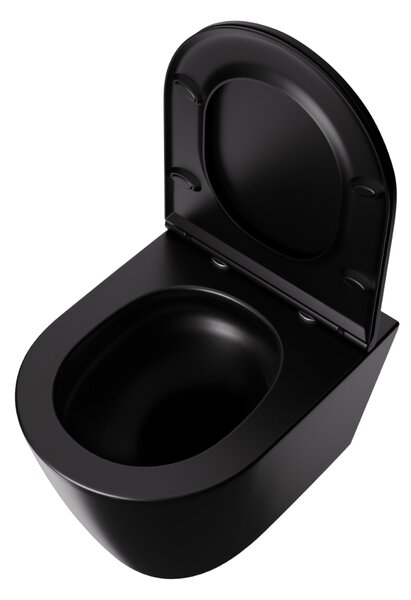 UPTrend Závěsný WC komplet bez příruby AMARO VORTEX TR2217R‑U18 včetně Soft-Close sedátka, černá mat