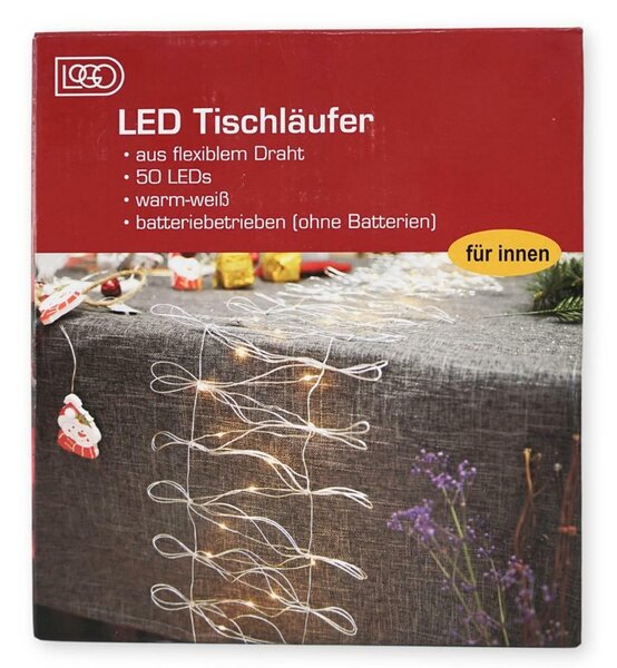 Vánoční řetěz 50 LED, běhoun na stůl