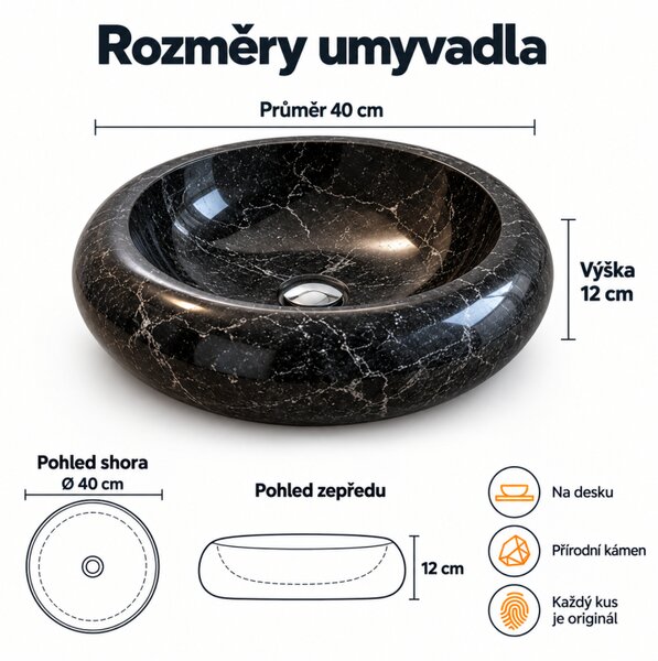 Kamenné umyvadlo Ferox Black
