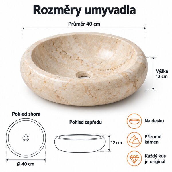 Kamenné umyvadlo Ferox Cream