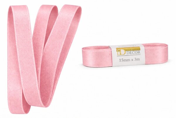 Stuha taftová SOFT PINK světle růžová 15mm x 3m (5,-Kč/m)