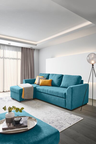 ROHOVÁ SEDAČKA, textil, petrolej Xora - Sedací soupravy