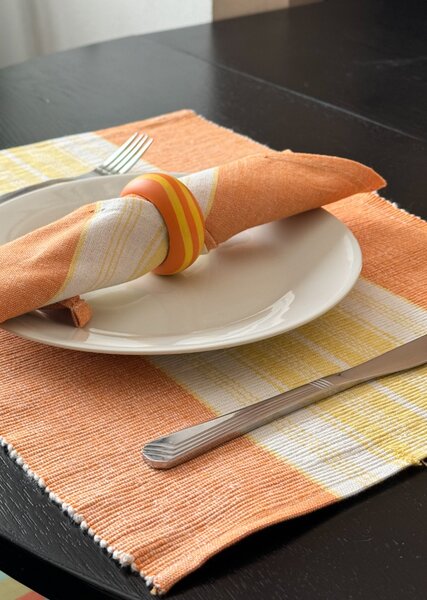 Bavlněný set prostírání 32x47 cm s ubrouskem 40x40 cm FOOD Barva: Oranžová