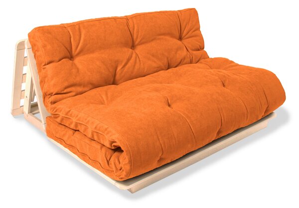 MarLiving Rozkládací futonová pohovka LAYTI 02 140 cm z masivu/oranžová