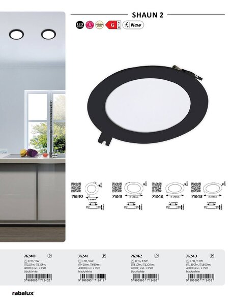 71240 Svítidlo Shaun2 IP20 3 W 220 lm černé