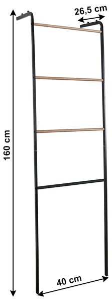 KONDELA Věšák/žebřík, černá/kov, BUBY
