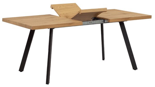 KONDELA Jídelní stůl, rozkládací, dub / kov, 140-180x80 cm, AKAIKO