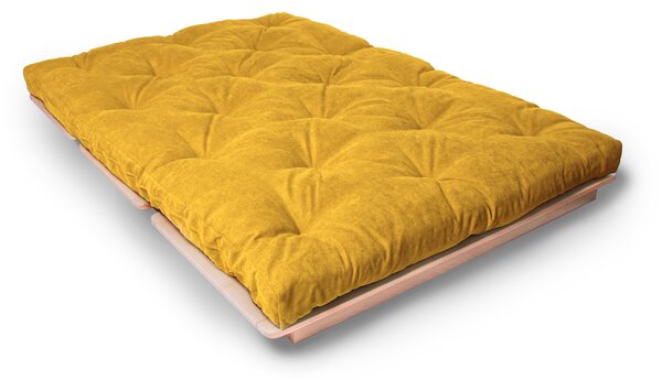 MarLiving Rozkládací futonová pohovka LAYTI 02 140 cm z masivu/žlutá