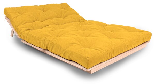 MarLiving Rozkládací futonová pohovka LAYTI 02 140 cm z masivu/žlutá