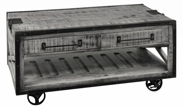 STEEL Konferenční stolek 112x61x55 cm, šedá lakovaná, mango