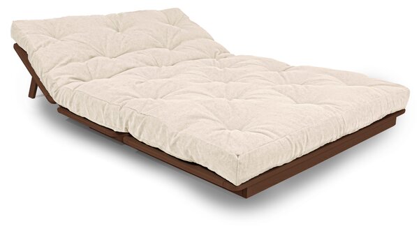 MarLiving Rozkládací futonová pohovka LAYTI 03 140 cm z masivu/krémová