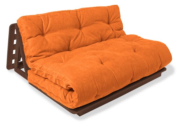 MarLiving Rozkládací futonová pohovka LAYTI 03 140 cm z masivu/oranžová