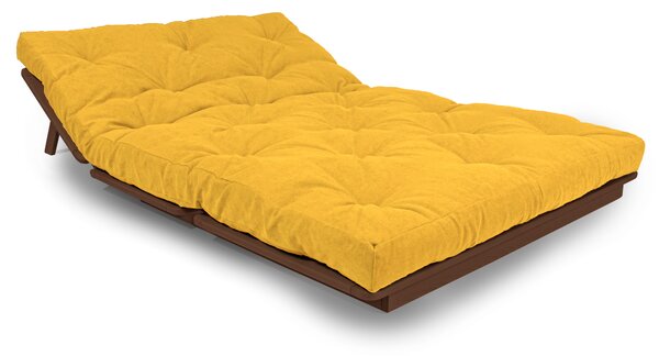 MarLiving Rozkládací futonová pohovka LAYTI 03 140 cm z masivu/žlutá