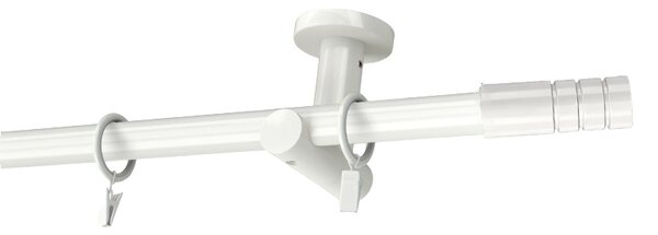 Kovovégarnýže.cz Stropní garnýž Stord modern 19 mm bílá lesklá Varianta jednořadá nebo dvouřadá: Jednořadá, Délka: 120 cm, Uchycení látky: Kroužky s žabkou