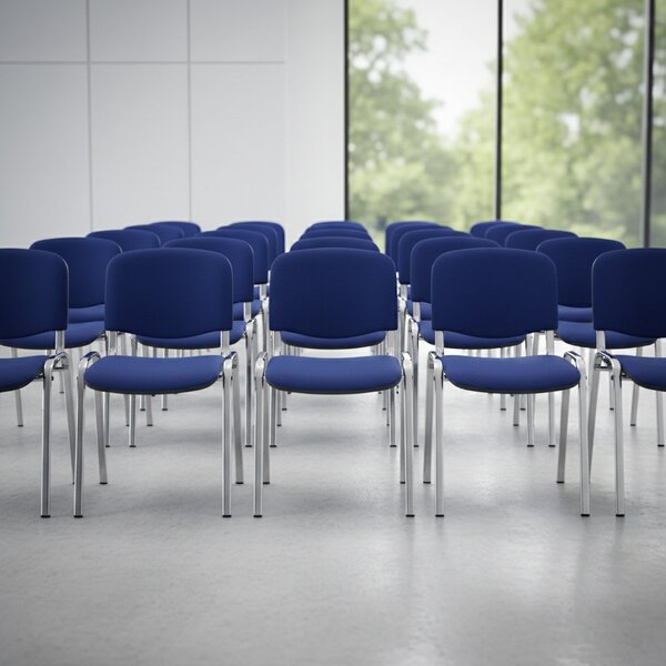 Konferenční židle Viva, chromované nohy, modrá