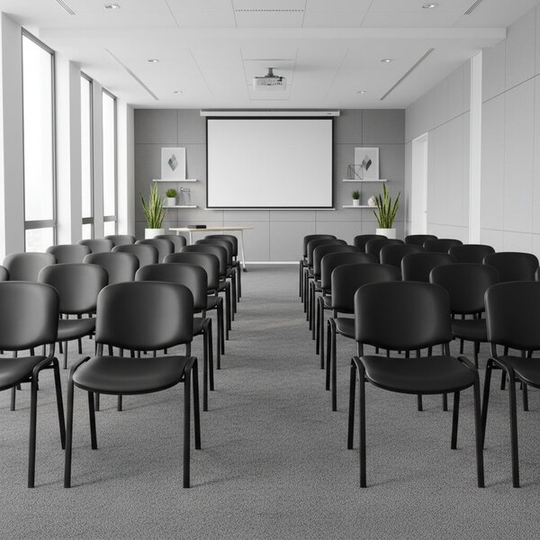 Kožená konferenční židle ISO - černé nohy, černá