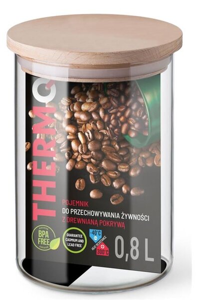 THERMO NÁDOBA NA POTRAVINY S DŘEVĚNÝM VÍKEM 0,8 L