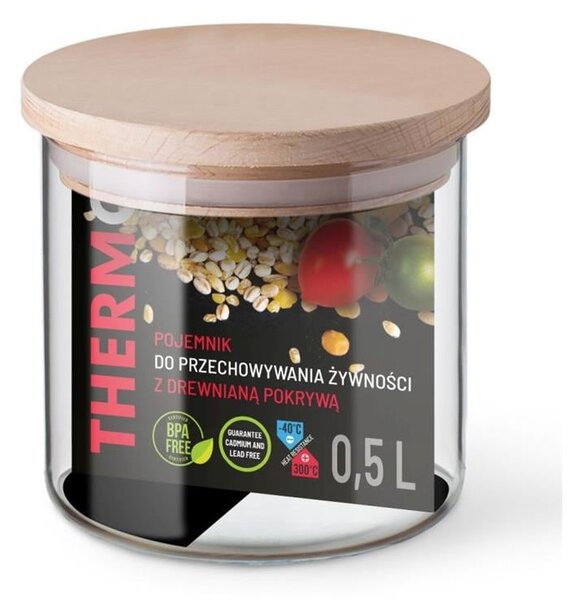 THERMO NÁDOBA NA POTRAVINY S DŘEVĚNÝM VÍKEM 0,5L