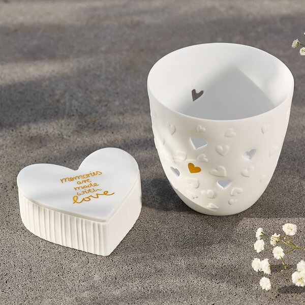 Porcelánový svícen Wedding Hearts