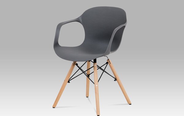 Autronic - Jídelní židle, šedý strukturovaný plast / natural - ALBINA GREY