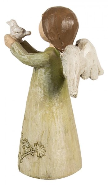 Vánoční dekorace figurka zelený andělíček s holubicí – 12 cm