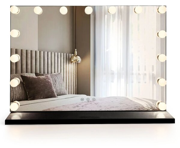 Rea Kosmetické zrcadlo 80x60 cm s regulovatelným LED osvětlením HOM-12014 černé