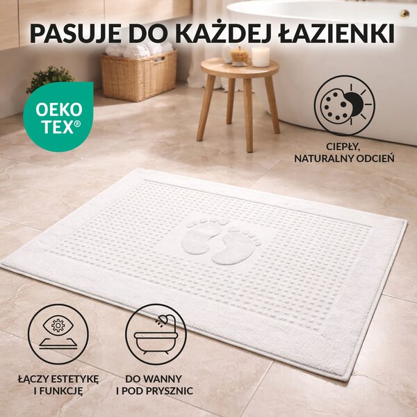 PODLOŽKA DO KOUPELNY HOTEL FEET BÍLÁ 50X70 CM