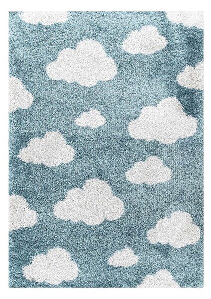 Modrý antialergenní dětský koberec 170x120 cm Clouds - Yellow Tipi