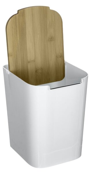 Odpadkový koš Natureo, bílá/s dřevěnými prvky, 5L