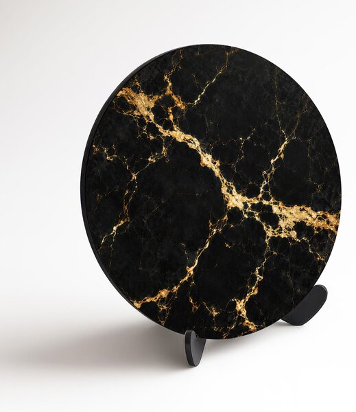 DUBLEZ | Černo-zlatý kruhový obraz - Nero Portoro | UV tisk, Premium
