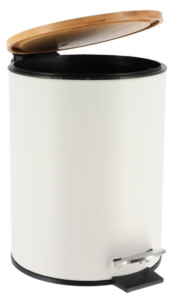 Odpadkový koš Timeless, bílá/s dřevěnými prvky, 2,5L
