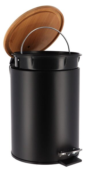 Odpadkový koš Timeless, černá/s dřevěnými prvky, 2,5L