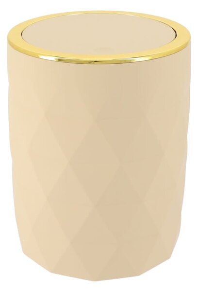 Odpadkový koš Lorantos, béžová/se zlatými prvky, 6L