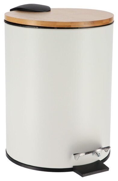 Odpadkový koš Timeless, bílá/s dřevěnými prvky, 2,5L