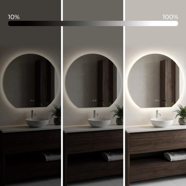Rea Zrcadlo ⌀70 cm s vyhříváním a regulovatelným LED osvětlením HOM-00909