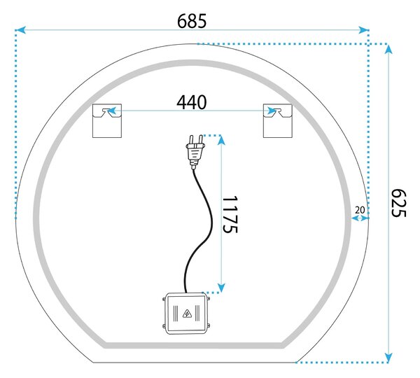 Rea Zrcadlo ⌀70 cm s vyhříváním a regulovatelným LED osvětlením HOM-00909