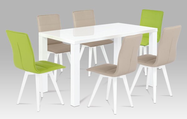 Vikio Jídelní stůl 135x80x76 cm vysoký lesk bílý AJS116B-3