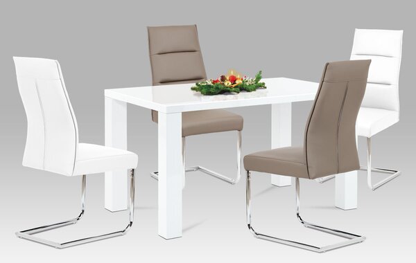 Vikio Jídelní stůl 135x80x76 cm vysoký lesk bílý AJS116B-3