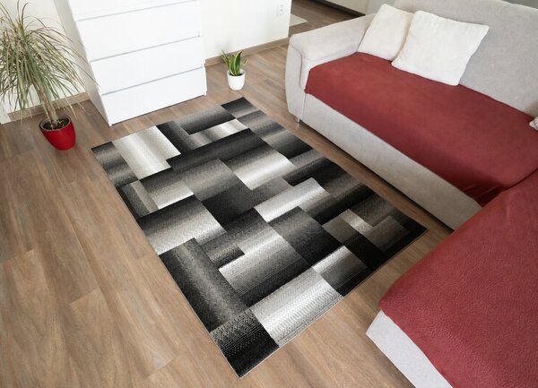 Kusový koberec Maya - obdélníky 1 - šedý/černý Rozměr koberce: 160x220 cm