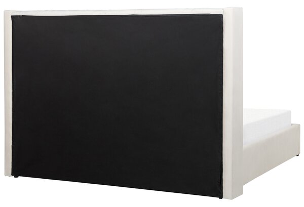 Postel s úložným prostorem LUBBON Umělý samet Krémově bílá 180 x 200 cm